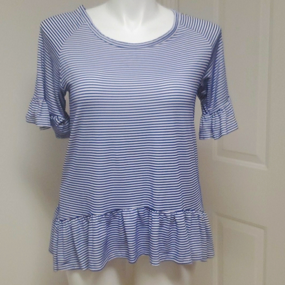 Sweet Salt Striped Peplum Top